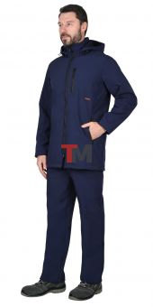 Костюм АЗОВ с капюшоном синий софтшелл пл 350 г/кв.м 