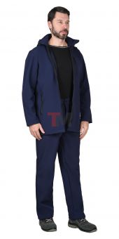 Костюм АЗОВ с капюшоном синий софтшелл пл 350 г/кв.м 