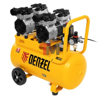 Компрессор безмасляный, малошумный DLS 1500/50, 1500 ВТ, 2x750, 50 л, 260 л/мин// Denzel