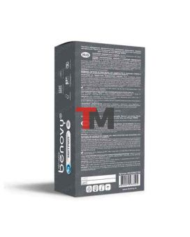 Перчатки одноразовые Benovy нитриловые голубые текст. на пальцах (50 пар)