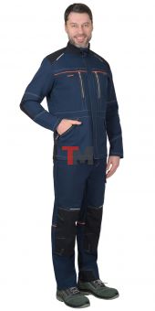 Костюм ШАТЛ-РОСС куртка, полукомбинезон, синий с черным, 80% х/б, пл. 260 г/кв.м