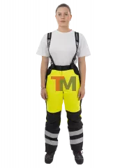 Зимние женские сигнальные брюки Brodeks KW330, желтый/черный (XL)
