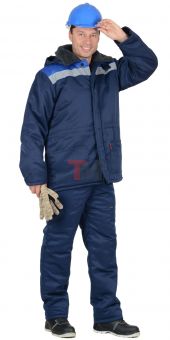 Куртка БРИГАДИР мех. ворот, синяя с васильковым и СОП