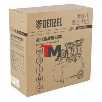 Компрессор DLS950/24 безмаслянный малошумный 950 Вт, 165 л/мин, ресивер 24 л Denzel