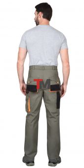 Костюм МАНХЕТТЕН куртка. брюки оливковый с оранжевым и чер. тк. мех. стрейч пл 260 г/кв.м