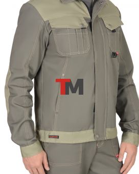 Костюм ВЕСТ-ВОРК куртка кор., п/к т.оливковый со св.оливковым пл. 275 г/кв.м 