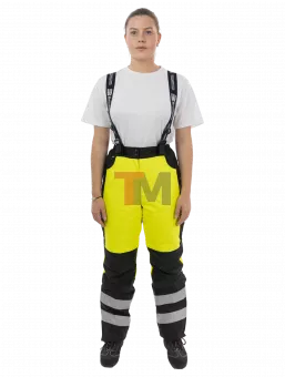 Зимние женские сигнальные брюки Brodeks KW330, желтый/черный (M)