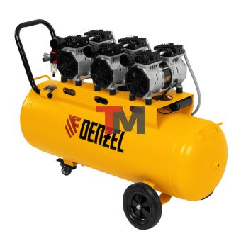 Компрессор безмасляный, малошумный DLS 1800/100,1800 Вт, 3x600, 100 л, 345 л/мин// Denzel