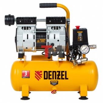 Компрессор DLS650/10 безмаслянный малошумный 650 Вт, 120 л/мин, ресивер 10 л Denzel