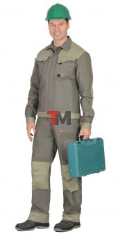 Костюм ВЕСТ-ВОРК куртка кор., п/к т.оливковый со св.оливковым пл. 275 г/кв.м 
