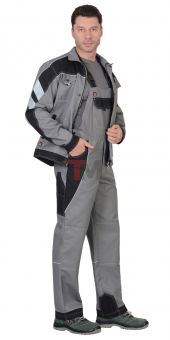 Костюм ПЕКИН куртка кор., п/к серый с черным пл. 275 г/кв.м