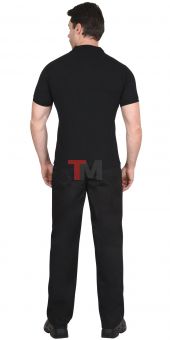 Рубашка-поло васильковая короткие рукава с манжетом, пл.180 г/м2