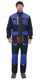 Костюм ДВИН куртка, п/к синий с васильковым пл. 275 г/кв.м