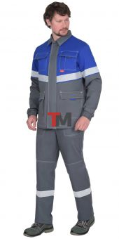 Костюм САМОТЛОР-РОСС куртка, п/к серый с вас. 80% х/б 20% п/э антист. нить 250 г/кв.