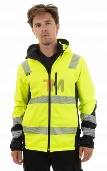 Сигнальная куртка софтшелл Brodeks KS227, желтый/черный (2XL)