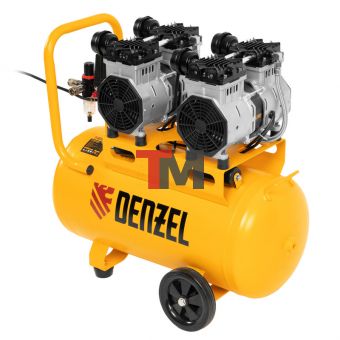 Компрессор безмасляный, малошумный DLS 2200/50, 2200 Вт, 2x1100, 50 л, 380 л/мин// Denzel