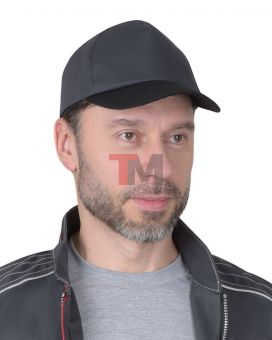 Кепка-бейсболка т.серая с черным козырьком