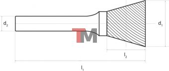 Борфреза коническая в форме обратного конуса DN 1619/6 D/C