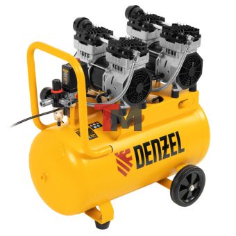 Компрессор безмасляный, малошумный DLS 1500/50, 1500 ВТ, 2x750, 50 л, 260 л/мин// Denzel