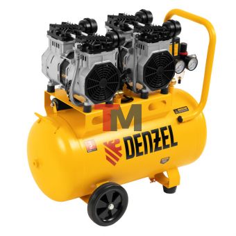 Компрессор безмасляный, малошумный DLS 2200/50, 2200 Вт, 2x1100, 50 л, 380 л/мин// Denzel