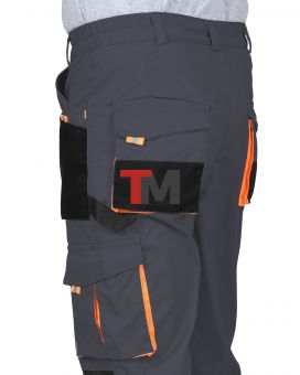 Брюки МАНХЕТТЕН т.серый с оранж. и черным тк.  стрейч пл. 250 г/кв.м