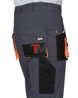 Брюки МАНХЕТТЕН т.серый с оранж. и черным тк.  стрейч пл. 250 г/кв.м