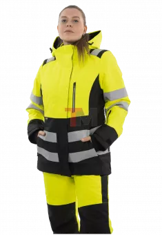 Зимняя женская сигнальная куртка Brodeks KW230, желтый/черный (L)