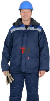 Куртка БРИГАДИР мех. ворот, синяя с васильковым и СОП
