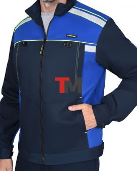 Костюм ПРАКТИК-ЛЮКС-РОСС куртка, п/к т.синий с васильк. 80% х/б,  пл. 260 г/кв.м 