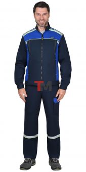 Костюм ПРАКТИК-ЛЮКС-РОСС куртка, п/к т.синий с васильк. 80% х/б,  пл. 260 г/кв.м 