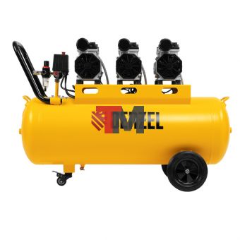Компрессор безмасляный, малошумный DLS 1800/100,1800 Вт, 3x600, 100 л, 345 л/мин// Denzel
