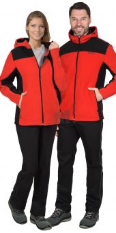 Куртка флисовая ТЕХНО (флис дублированный) красная с черным