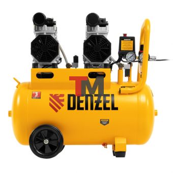 Компрессор безмасляный, малошумный DLS 1500/50, 1500 ВТ, 2x750, 50 л, 260 л/мин// Denzel