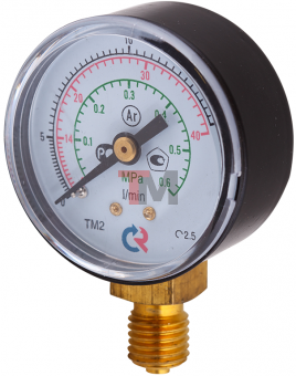 Манометр Сварог ТМ-210Р (0-40/14 L/min ( 0,6 МПа)  Ar