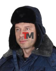 Шапка-ушанка ЕВРО плюс т.синяя (тк. Оксфорд) 