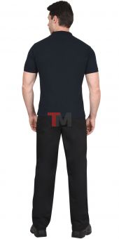 Рубашка-поло черная короткие рукава с манжетом, пл.180 г/м2