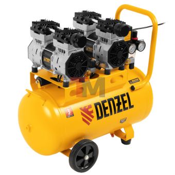 Компрессор безмасляный, малошумный DLS 1500/50, 1500 ВТ, 2x750, 50 л, 260 л/мин// Denzel